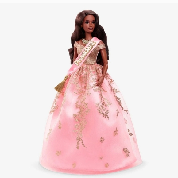 NRFB Mattel, Barbie The Movie President Shimmery Pink Gold Dress Sash, NIB, NWT - Picture 4 of 12